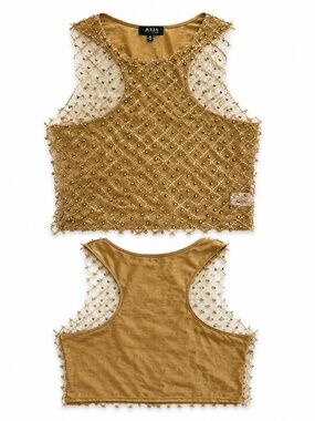 Beaded Gold Racerback Crop Top by JULIA